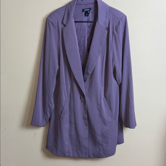 Torrid Women’s Size 2 Lavender Mauve Drape Front Button Up Blazer Jacket NWOT - Picture 2 of 9